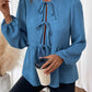 Peplum Tie Neck Balloon Sleeve Blouse