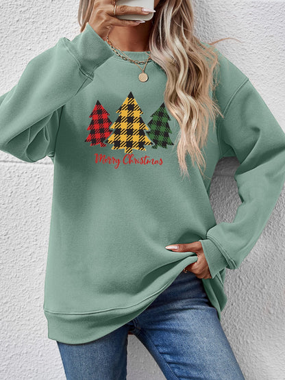 MERRY CHRISTMAS Dropped Shoulder Sweatshirt Sage