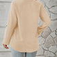 Decorative Button Notched Long Sleeve Blouse