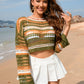 Openwork Boat Neck Dropped Shoulder Cover-Up