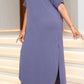 Plus Size Short Sleeve Split Curved Hem Dress