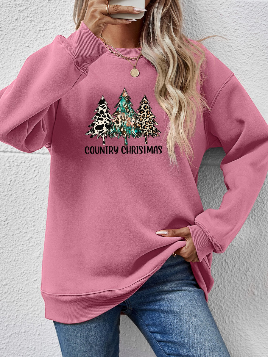 Graphic Round Neck Dropped Shoulder Sweatshirt Moonlit Mauve