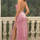 Sequin Backless Split Maxi Dress