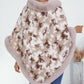 Furry Contrast Three-Quarter Poncho