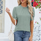 Frill Mock Neck Short Sleeve Eyelet Blouse