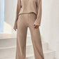 Ribbed Half Button Top and Pants Set