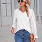 Eyelet V-Neck Flounce Sleeve Blouse