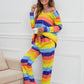 Striped Round Neck Long Sleeve Top and Drawstring Pants Lounge Set