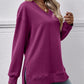 V-Neck Slit Long Sleeve Sweatshirt