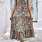 Floral V-Neck Tiered Sleeveless Dress