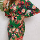 Printed Long Sleeve Tulip Hem Dress