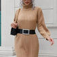 Ribbed Turtle Neck Long Sleeve Mini Sweater Dress