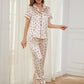 Contrast Piping Pocketed Top and Pants Lounge Set