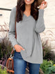 Full Size V-Neck Long Sleeve T-Shirt Gray