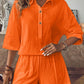 Collared Neck Half Sleeve Top and Shorts Set