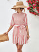 Striped Half Sleeve Tie Waist Mini Dress Blush Pink