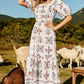 Floral Ruched Puff Sleeve Tiered Maxi Dress