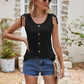 Full Size Decorative Button Eyelet Tied Tank