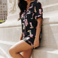 Printed Button Up Short Sleeve Top and Shorts Lounge Set