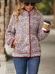 Fuzzy Pocketed Button Up Jacket Burgundy