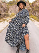 Plus Size Long Sleeve Maxi Dress Dark Blue