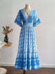 Floral Print Flounce Sleeve Dress Sky Blue