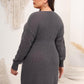 Plus Size Dropped Shoulder Long Sleeve Knit Mini Dress