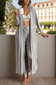 Open Front Long Sleeve Cardigan and Pants Lounge Set Gray