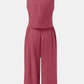 Round Neck Top and Wide Leg Pants Set