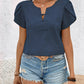 Honey Notched Short Sleeve Blouse