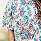 Printed Mock Neck Half Sleeve Blouse