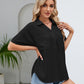 Half Button Johnny Collar Blouse