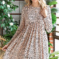 Printed Round Neck Long Sleeve Dress