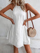 Eyelet Grecian Neck Mini Dress White