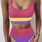 Color Block Spaghetti Strap Two-Piece Swim Set