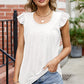 Ruffled Ruched Round Neck Tank