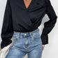 Perfee Surplice Neck Flounce Sleeve Bodysuit