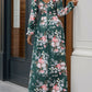 Slit Printed Surplice Long Sleeve Maxi Dress