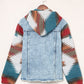 Drawstring Hooded Pocketed Denim Jacket