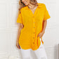 Zenana Full Size Summer Breeze Gauze Short Sleeve Shirt in Mustard