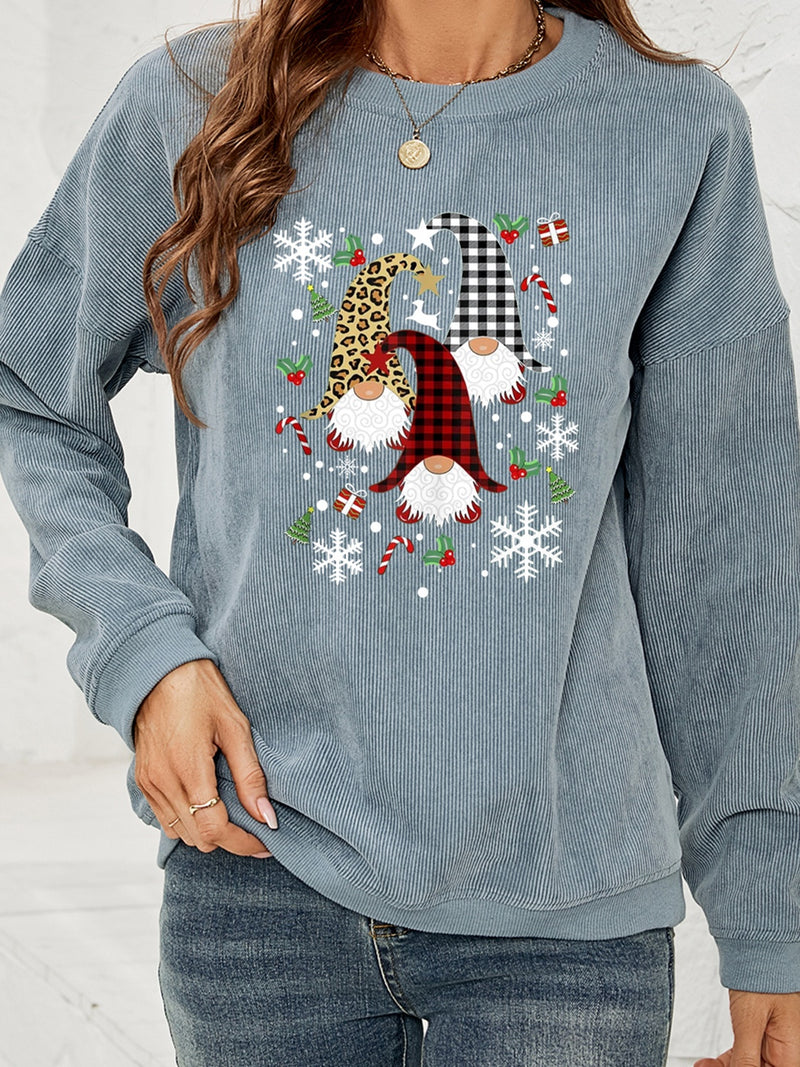 Faceless Gnome Graphic Drop Shoulder Sweatshirt