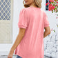 Ruched Scoop Neck Short Sleeve Blouse