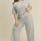 Kimberly C Full Size Short Sleeve Cropped Top and Wide Leg Pants Set