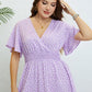 Plus Size Printed Smocked Waist Surplice Dress