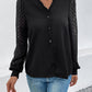 Perfee Mesh V-Neck Button Front Blouse