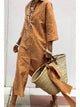 Full Size Printed Button-Down Midi Dress Plus Size Orange