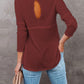 Cutout Round Neck Long Sleeve T-Shirt