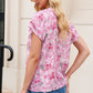 Floral Half-Button Flutter Sleeve Blouse