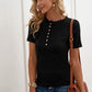 Half Button Short Sleeve Blouse