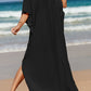 Slit V-Neck Half Sleeve Cover-Up